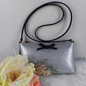 KATE SPADE MAVIS STREET SILVER GLITTER CROSSBODY SHOULDER PURSE BAG
